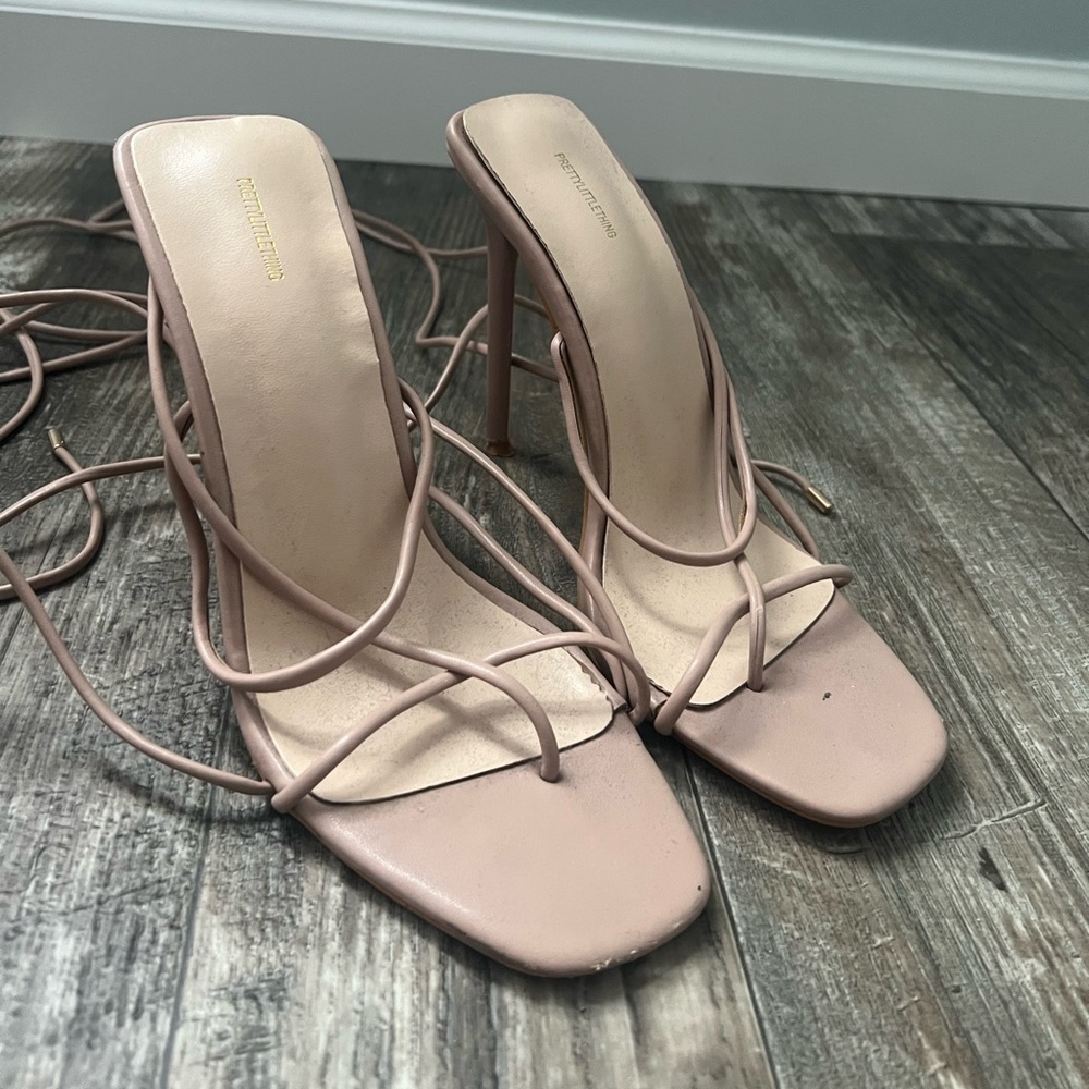 Tan Pretty little thing lace up heels